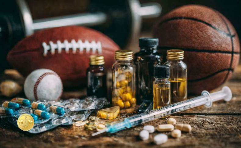 drugs with sports equipment in the background drugs with sports equipment in the background